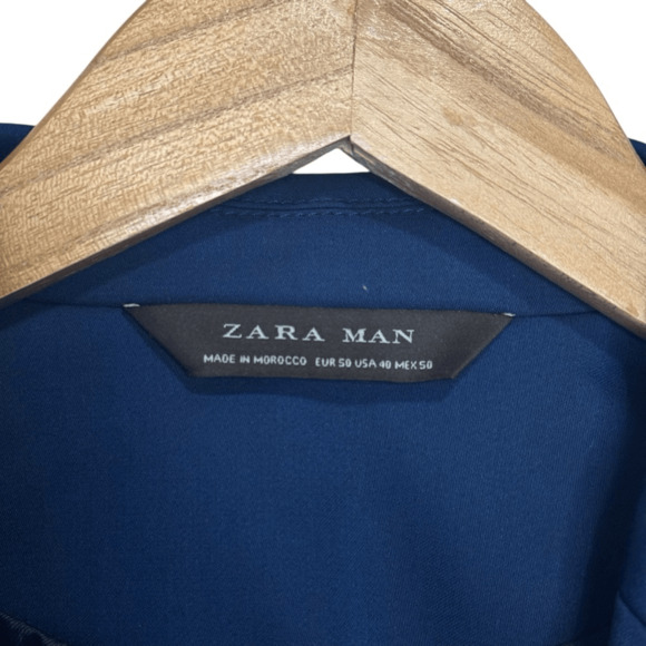 Zara Man Stretch Suit Jacket Blazer - Bluish - Size 40 - Picture 10 of 10